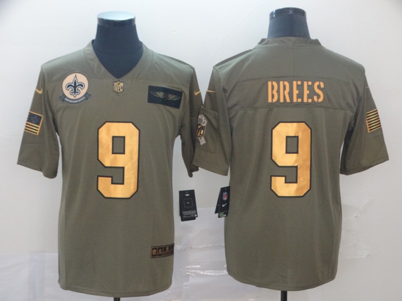 Men's New Orleans Saints Drew Brees #9 Brown Jersey